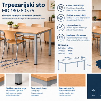 Trpezarijski sto MD 180*80*75