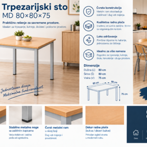 Trpezarijski sto MD 80*80*75