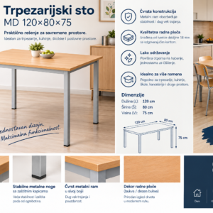 Trpezarijski sto MD 120*80*75